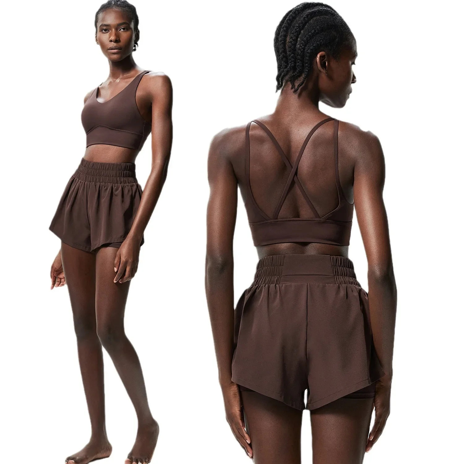 Running sports suit workout clothes for women quick-drying plus size yoga jumping tennis badminton suit two-piece set - Image 5