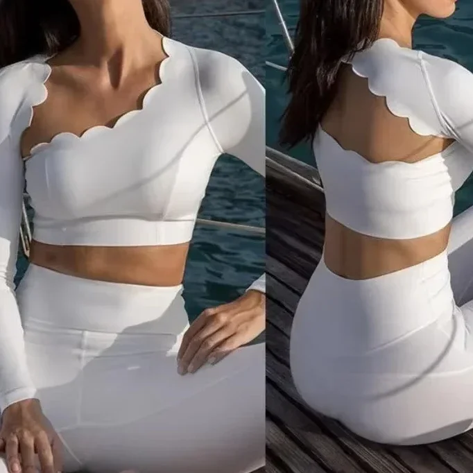 Diagonal Shoulder Hollow Irregular Long Sleeved High Elastic Slimming Breathable Quick Drying Pilates Training and Fitness Top - Image 6