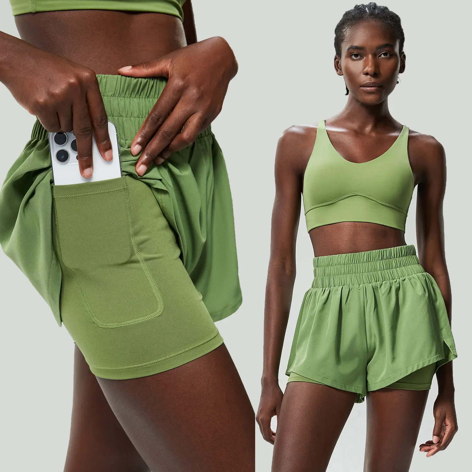 Running sports suit workout clothes for women quick-drying plus size yoga jumping tennis badminton suit two-piece set - Image 2