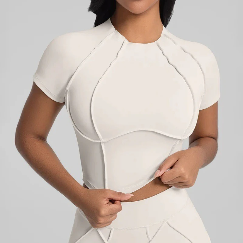 Women Yoga Sport T Shirts Fitness Running Clothes Short Sleeve Yoga Shirt Gym Top Active Wear quick-dry workout tops leggings - Image 2