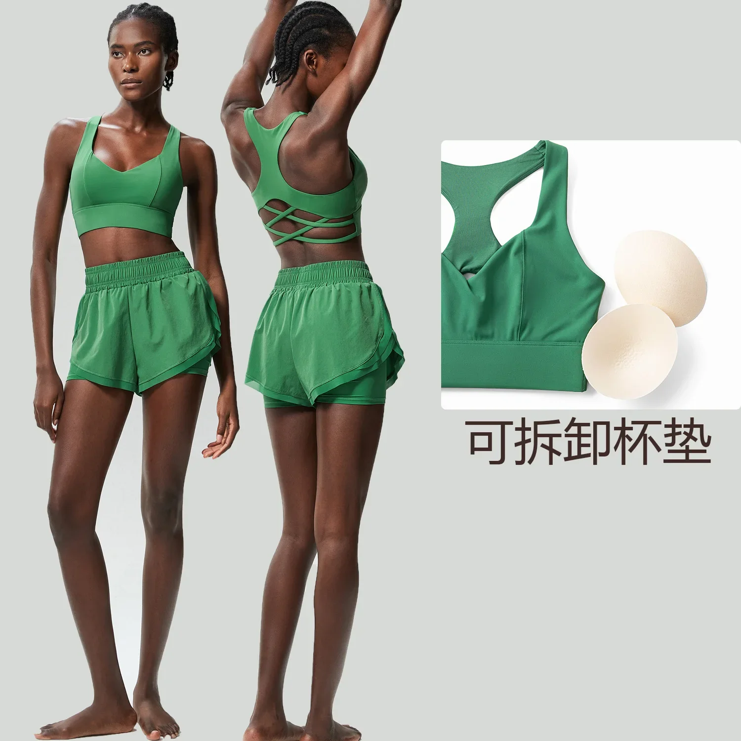 Yoga fitness suit women's large size quick-drying sports running suit two-piece set anti-light fitness jumping tennis suit - Image 2