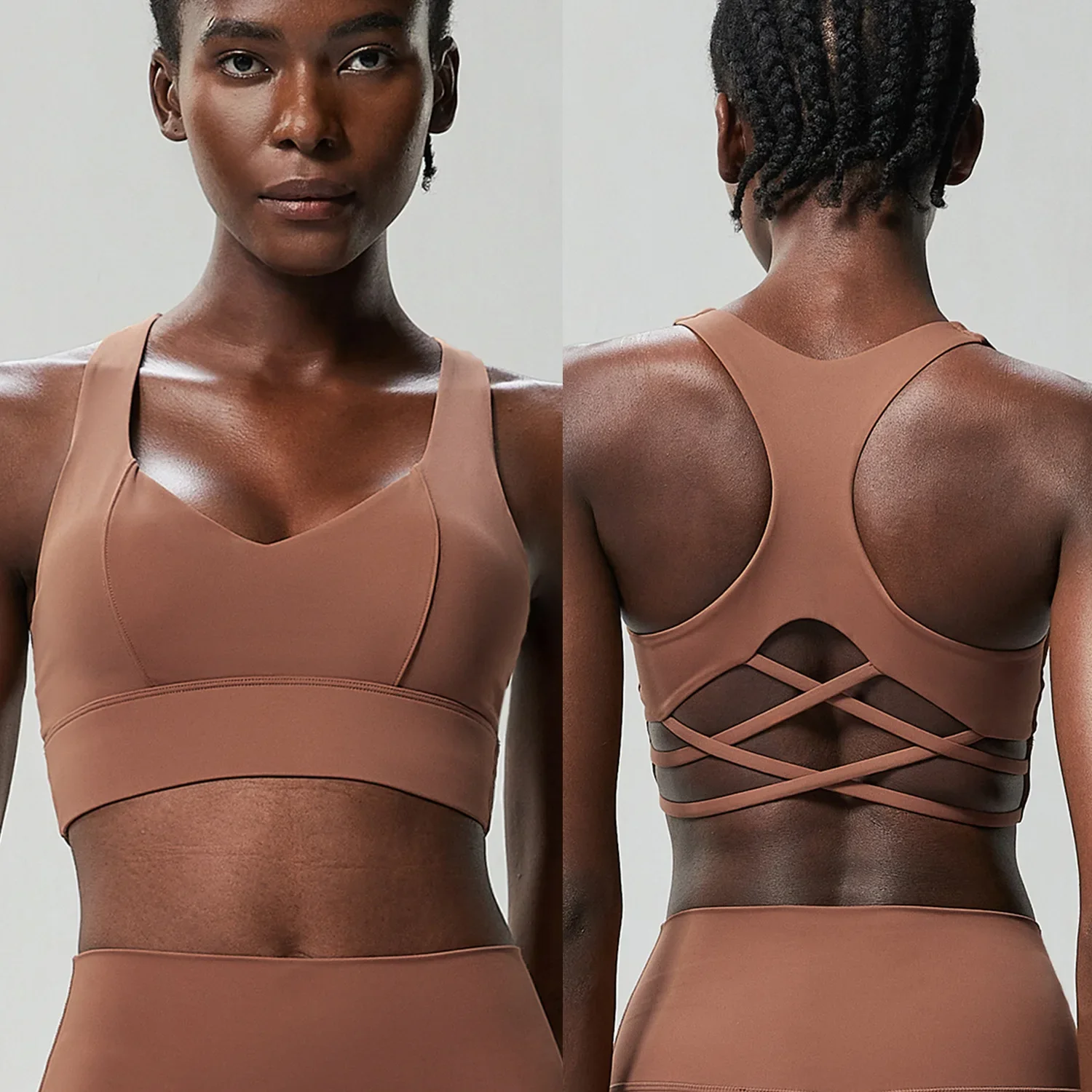 Strong support French sports underwear women's sports bra large size vest fitness yoga bra shock-proof running top - Image 2