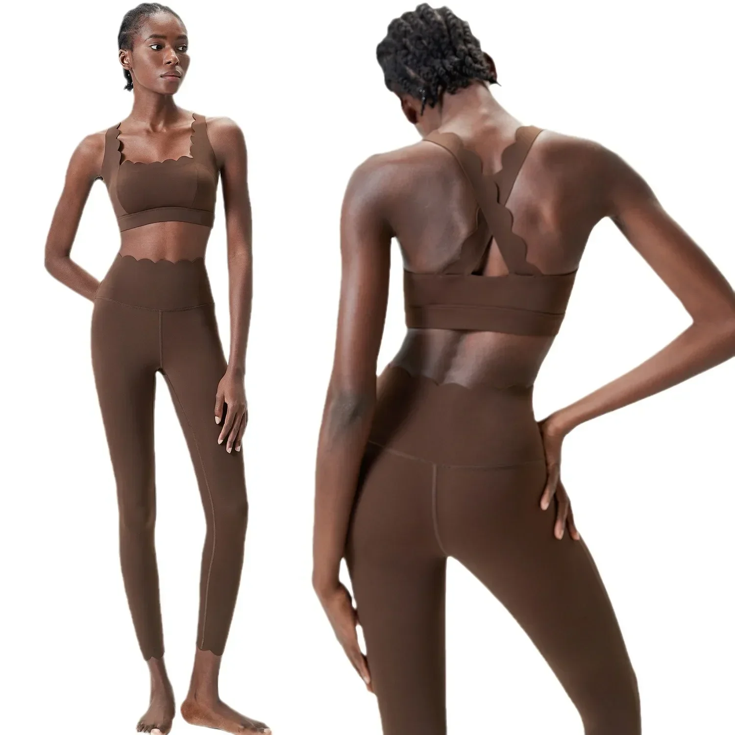 Women's wear Wave lace Fitness suit Women's Yoga vest Yoga pants workout suit workout clothes for women sports bra yoga set - Image 5