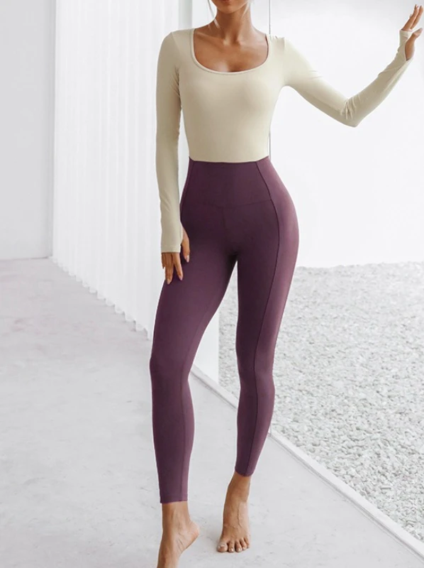 New Autumn/Winter Women's One-piece Yoga Jumpsuit leggings Long-sleeved Sexy Backless Slim Fit Sports Outfit - Image 6